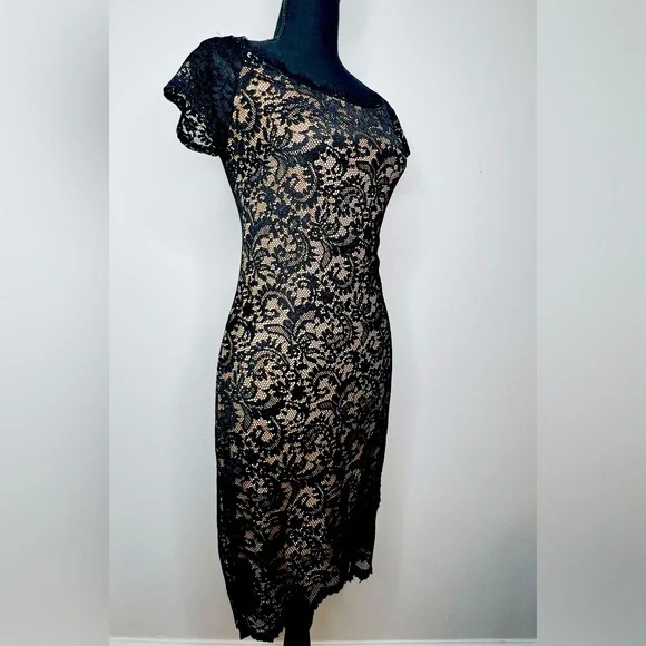 Bisou Bisou Dresses Bisos Bisou Black And Taupe Lace Dress